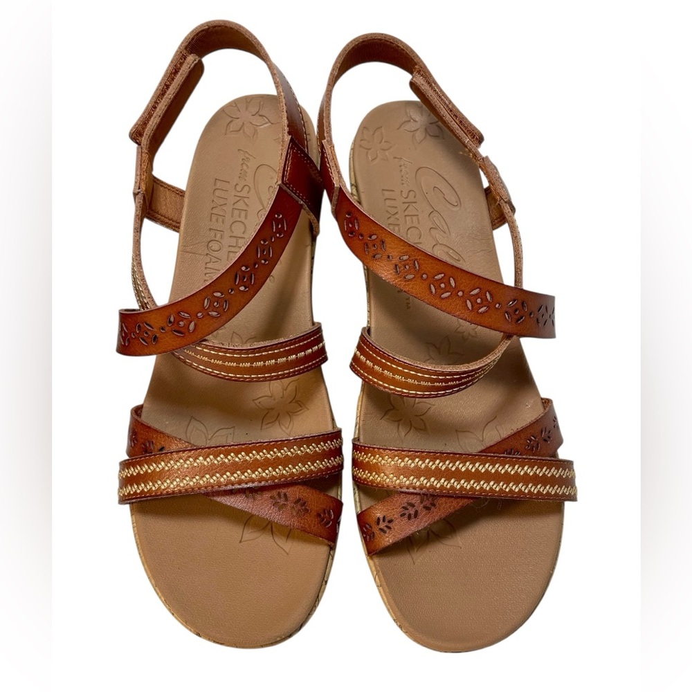 Skechers Cali Beverlee Delicate Glow Brown Wedge Sandals Womens Size 10 New
